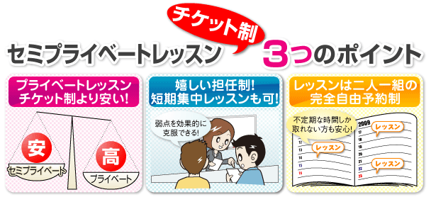 セミプライベート チケット制の特徴